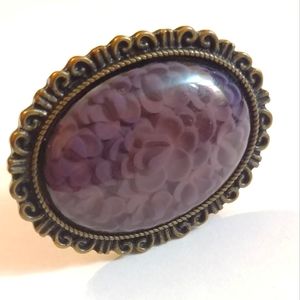 Gothic Purple Rose Enamel Ring size 5